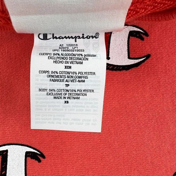New Champion Men US XS Red Sweatshirt Casual Long Sleeve Crew Neck Pullover  - Picture 9 of 10